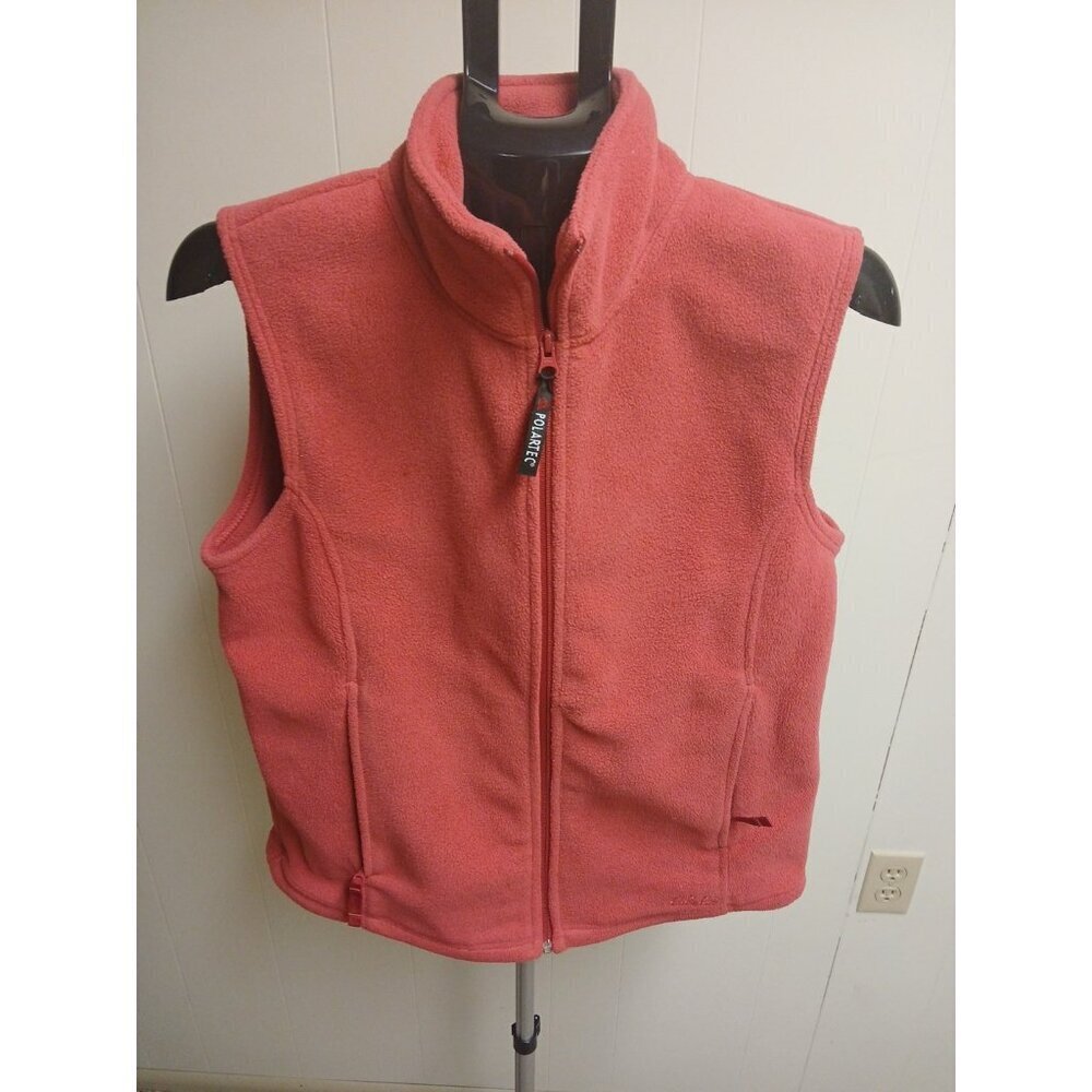 Cabela’s Full Zip Burgundy Fleece Vest Women’s Size L Zip Pockets Polartec